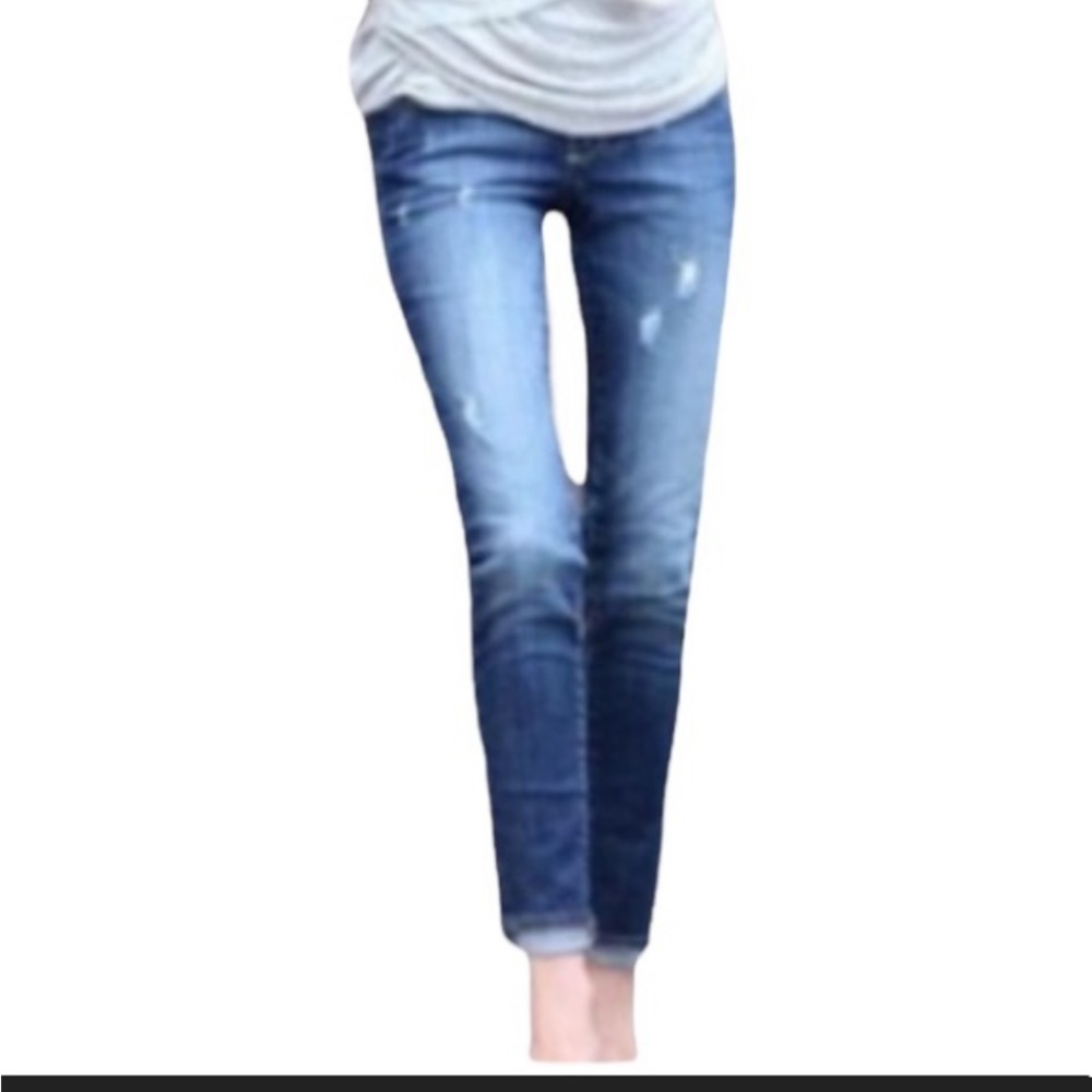 Paige Distressed Jeans Sz 29 Skyline Ankle Peg Raw Hem